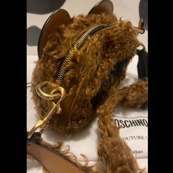 MOSCHINO Teddy Bear Smooth-leather And Mohair Cross-body Bag In Brown - Picture 5 of 13